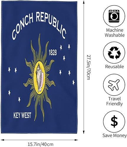 Miniatura 2 de WUQUWU Conch Republic - Toallas de mano con bandera de Key West de 27.5 x 16 pulgadas, toallas suaves para baño, hogar, hotel, gimnasio, lavandería