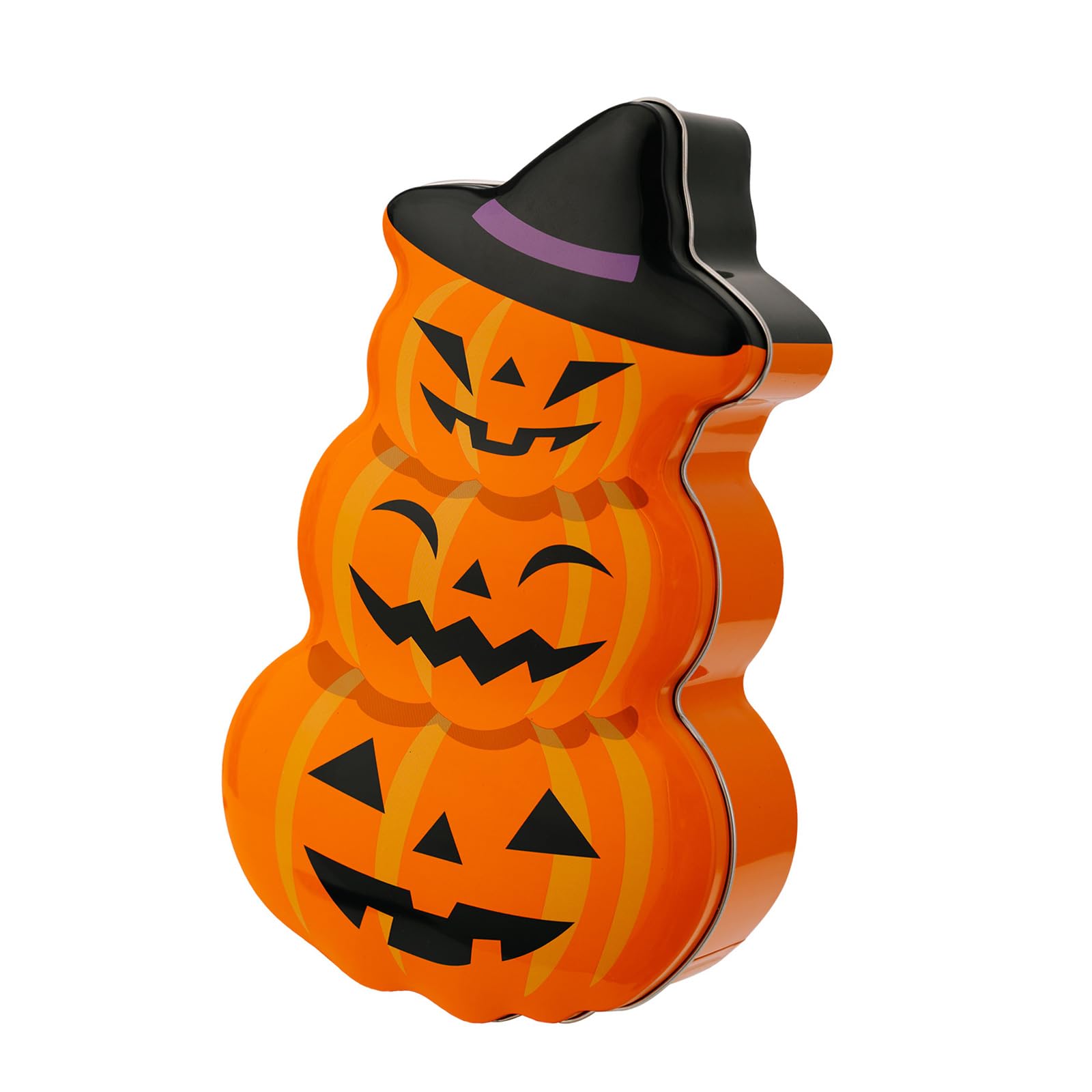 Oxxggkao Decorative Metal Box with Ghostly Pumpkin Face for Parties Tinplate Container for Sweets and Gifts Present Storage Container