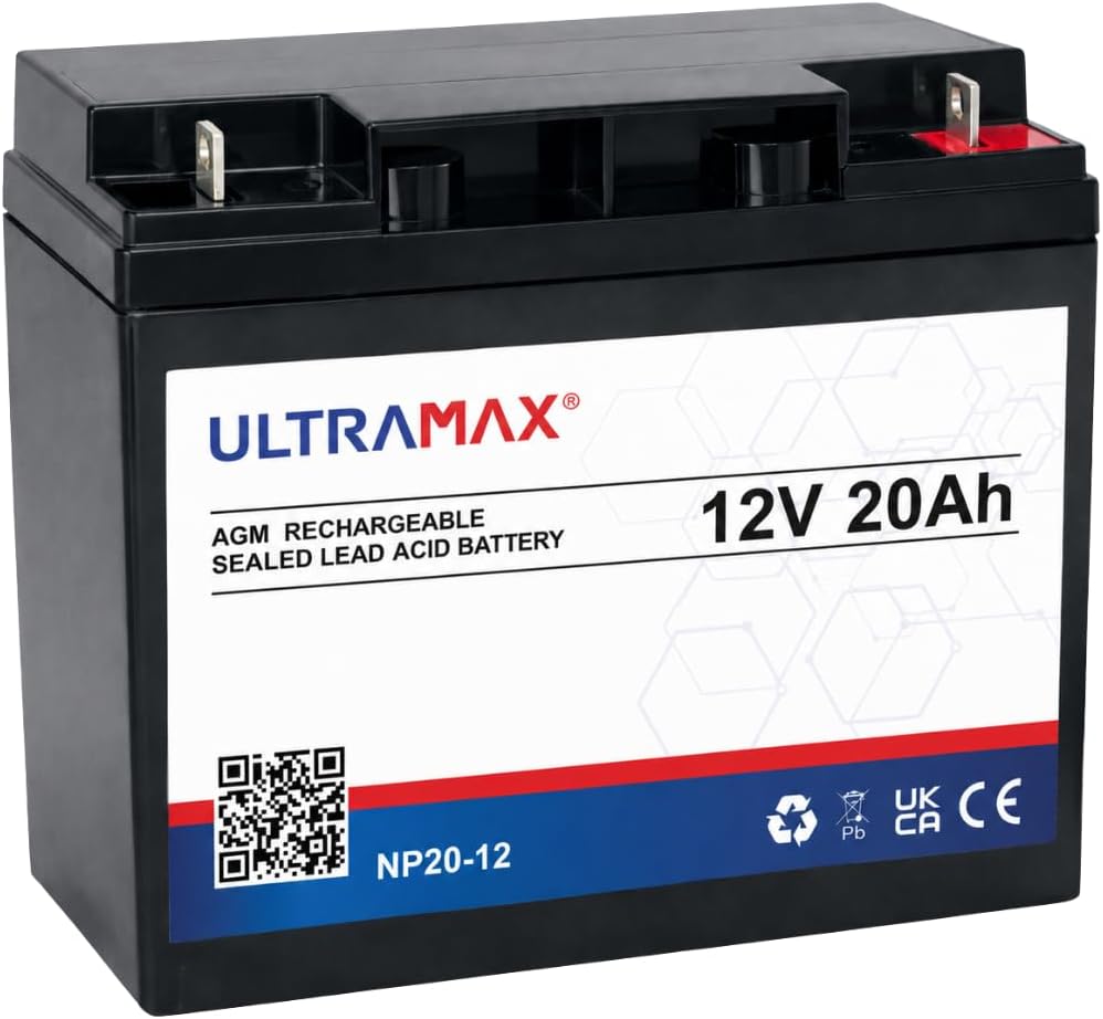 Ultramax NP20-12, 12v 20Ah 20HR (as 17Ah, 18Ah, 19Ah & 22Ah) Mobility Scooter, Jump Starter Battery