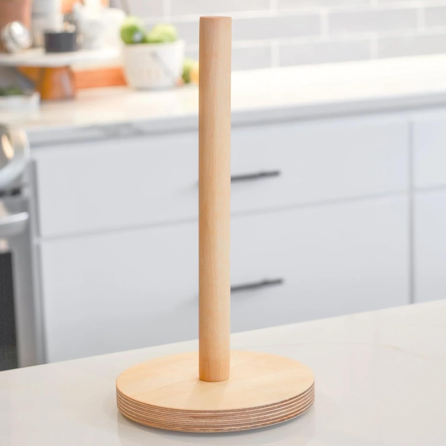 Marley's Monsters UNpaper Towel Holder – Handcrafted Wooden Stand for Reusable Paper Towels – 6" Base with Non-Slip Felt – Fits 12-24 Cloth Towels – Handmade in USA
