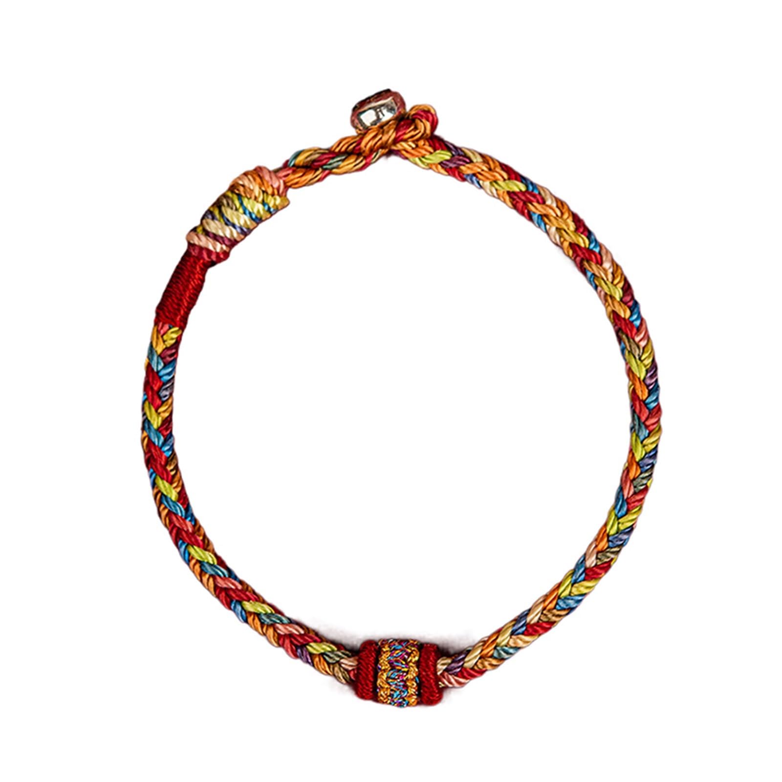 Genérico Pulsera tejida a mano de 14CM, brazaletes cuerda con amuleto la buena suerte y hilo colorido for mujeres hombres, pulseras rojas nudos