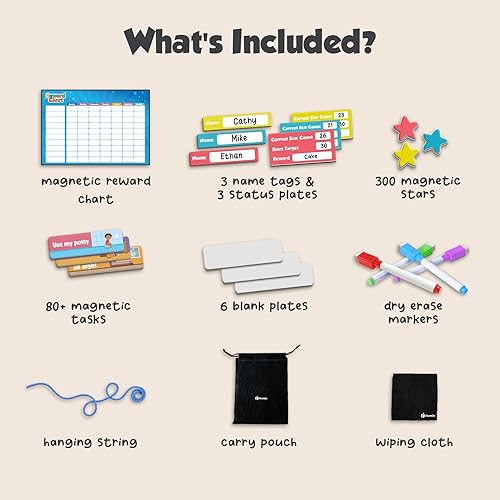 Miniatura 5 de inamio Tabla magnética de recompensas de responsabilidad para niños, estrellas 3D atractivas y tareas de tareas, tabla de comportamiento para el