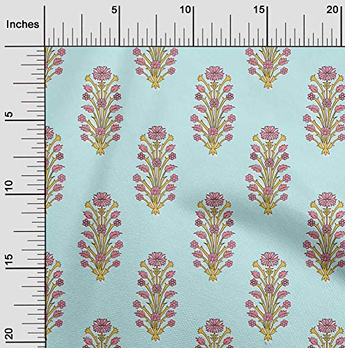 oneOone Georgette Viscose Fabric Leaves & Floral Block Fabric Prints By Yard 42 Inch Wide