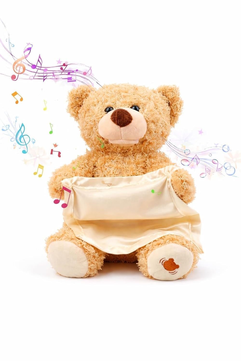 Interactive Peek-A-Boo Plush Teddy Bear, Talking Animated Stuffed Animal with Music, Brown, for Infants and Toddlers-image-36