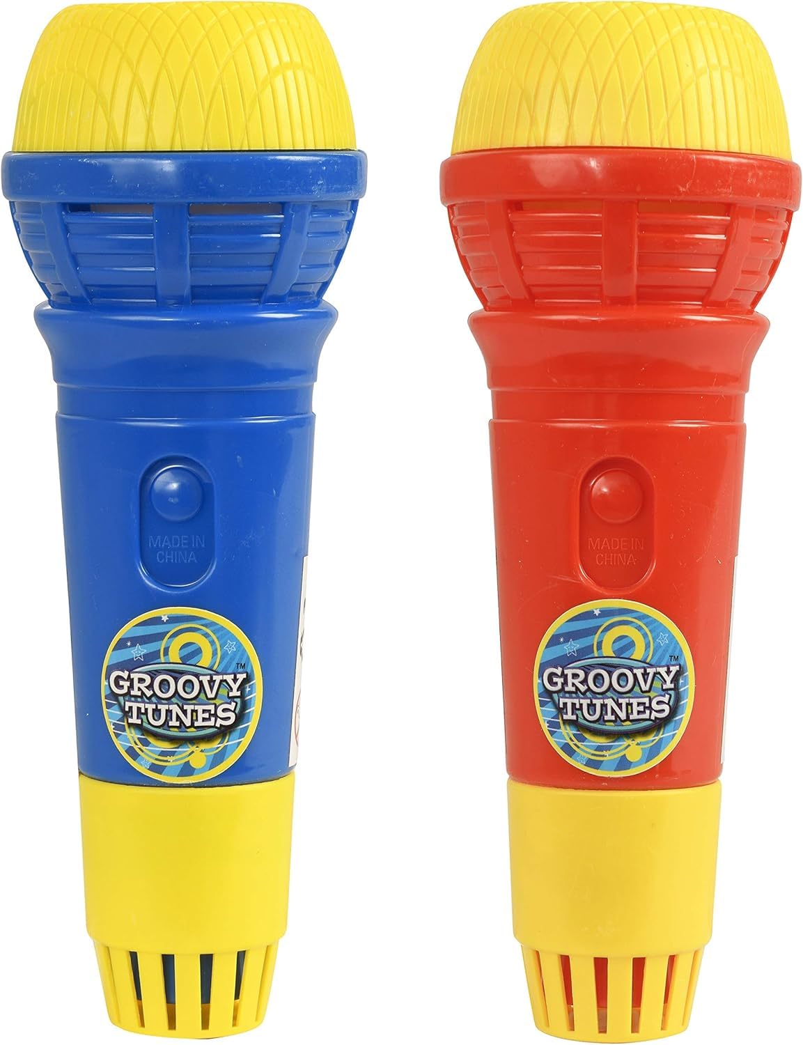 IBEX MART Groovy Tunes Echo Microphones Red & Blue | Great Singing Toy Prop Mic For Kids and Adults Girls And Boys - Pack of 2