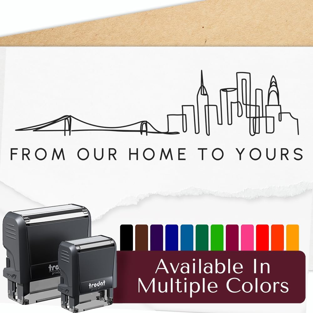 from Our Home to Yours with Skyline Envelope Self-Inking Stamp – Minimal Beautiful Self-Inking Rubber Stamper - Clear Image Every Time, Made in USA - 1-1/2 Inch Small - 1 Count
