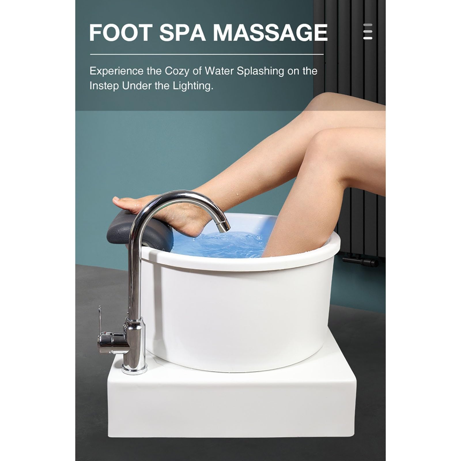 Okrągła wanna do stóp Ogrzewana Spa do stóp Kolorowa lampa Wanienka do stóp Salon Sprzęt do masażu Głęboka kąpiel stóp Spa z masażem Miska do pedicure Akrylowa umywalka