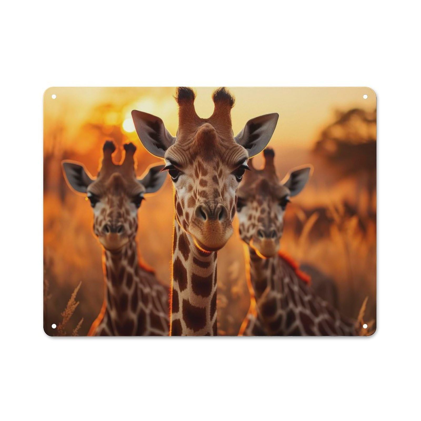 Junmoney Style-24-3-1 Vintage Three Giraffes Bistro Metal Sign 30X40cm, Bistro Wall Plaque For Takeaway, Bar, Kitchen Or Counter Area