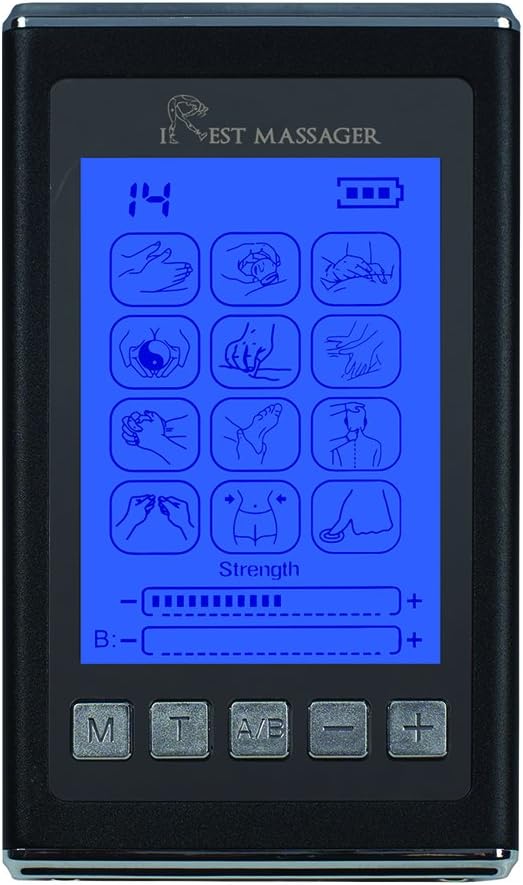 TENS EMS Unit Pro S Muscle Stimulator 12 Modes Rechargeable Battery (Black)