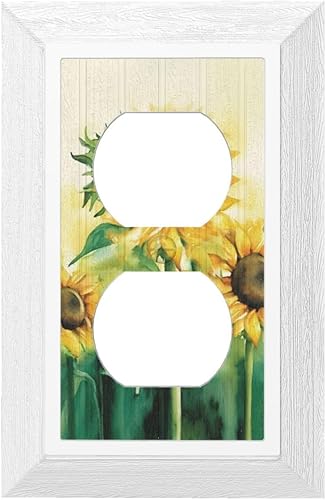 Miniatura 1 de Girasoles individuales dúplex para interruptor de luz, cubierta de interruptor de luz de 1 banda, cubierta decorativa de pared, cubierta de toma de