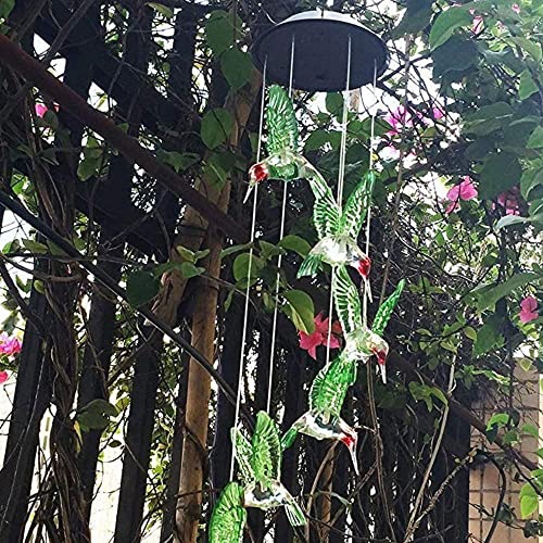 Sino dos Ventos Beija Flor Solar Led Jardim Varanda Quintal Decoraçao Casa Enfeite Luz Colorido
