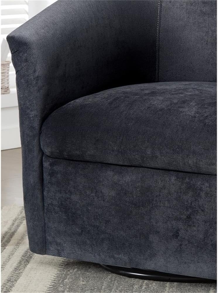Pemberly Row Modern Charcoal Gray Microfiber Swivel Accent Chair, Hardwood Frame, Velvet-Like Durable Upholstery, No Assembly, 30 in Seat Height, Indoor Living Room Chair, Comfortable and Stylish