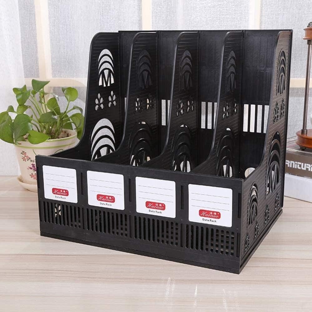 File Shelf Storage Basket Bookshelf with 4 Compartments