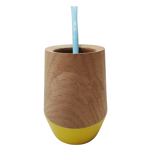 Miniatura 2 de Matera Yerba Mate, comercio directo, kit de iniciación, mate de madera con paja y yerba mate tradicional argentina, 2.2 libras (amarillo mate)