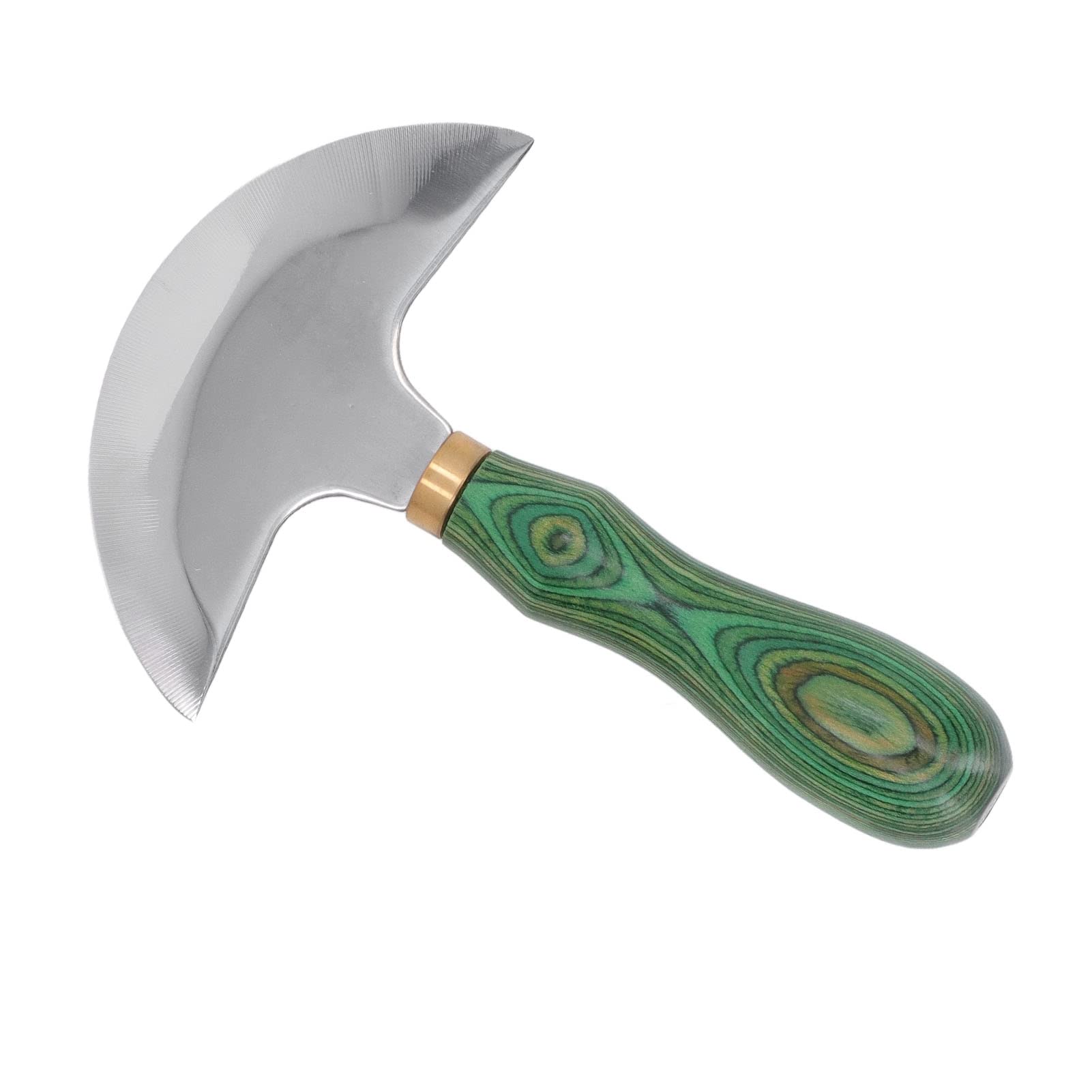 Coltello a Testa Tonda in Acciaio Inossidabile, Manico in Legno di Facile Controllo, Coltello Tondo in Pelle Ad Alta Affilatura con Trattamento Termico, Leggero e Portatile,