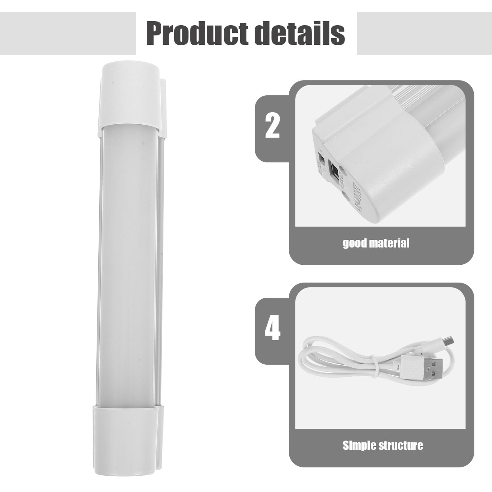 Lámpara Camping Recargable LED Barra Magnética Portátil con Puerto USB para Exteriores Linterna de Emergencia para Tienda Batería Integrada y Modos Sos Estroboscópico y Luz Alta