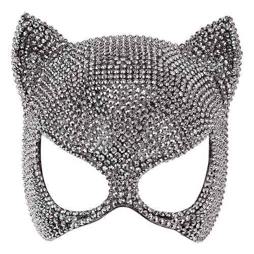 W WIDMANN MILANO Party Fashion - Augenmaske Katze, Halbmaske, Gesichtsmaske, Accessoire für Kostüm zu Karneval