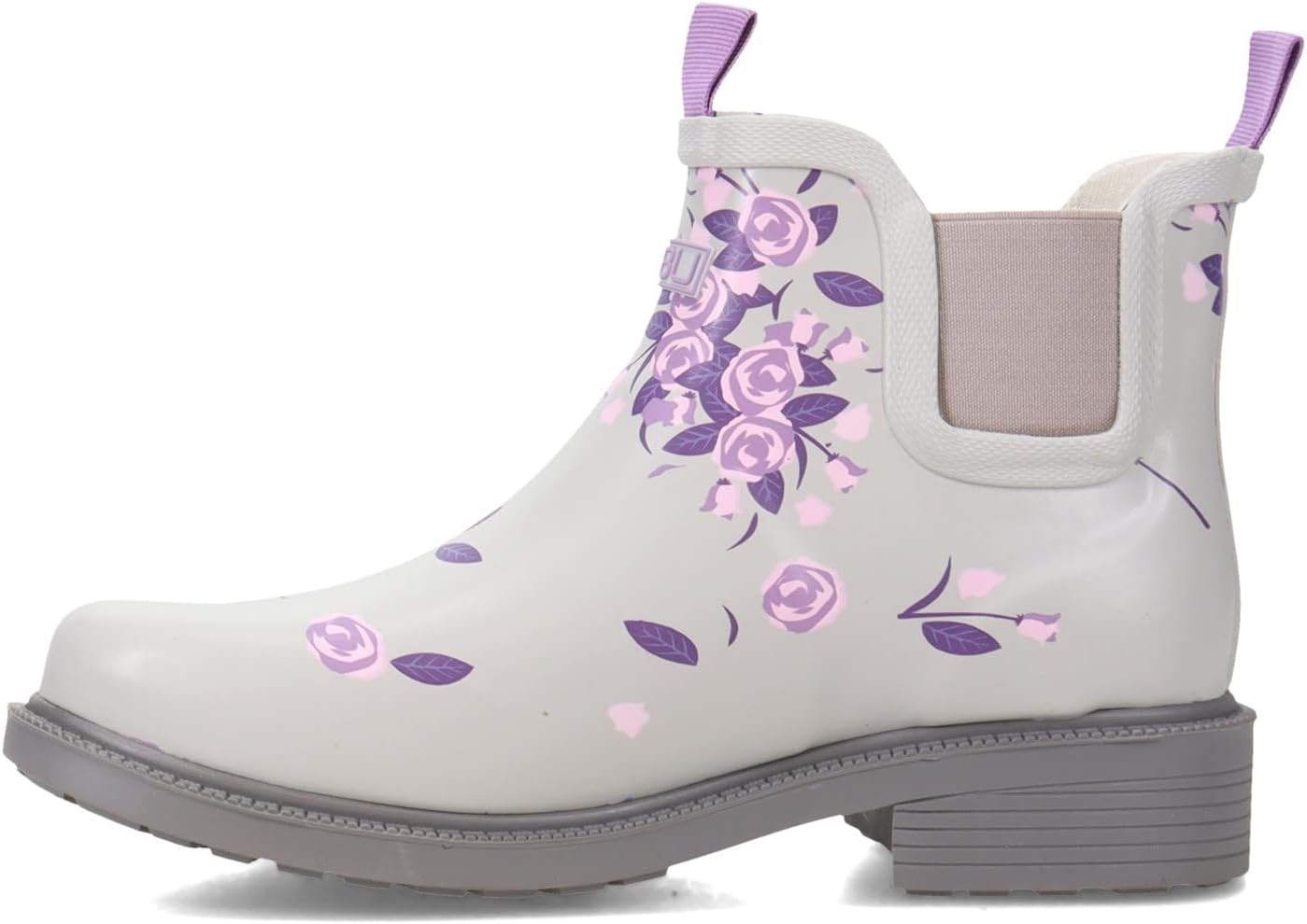 JBU by Jambu Women's Chelsea Rainboot Rain Boot, Light Grey Floral Print, 8.5