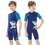 Goldfin Kids Wetsuits for Boys Girls, 2mm Toddler Shorty Wetsuit Youth Neoprene Suit Front Zip Keep Warm for Water Aerobics Diving Surfing Swimming