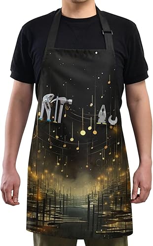 Miniatura 6 de RPLIFE Delantales de chef con degradado azul, delantal impermeable, delantales para mujer con bolsillos, accesorios de cocina para hombres