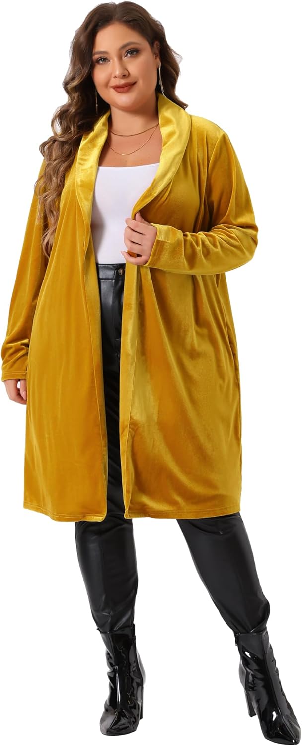 Agnes Orinda Plus Size Velvet Blazers Jackets for Women Casual Lapel Suit Office Work Blazer - Image 3