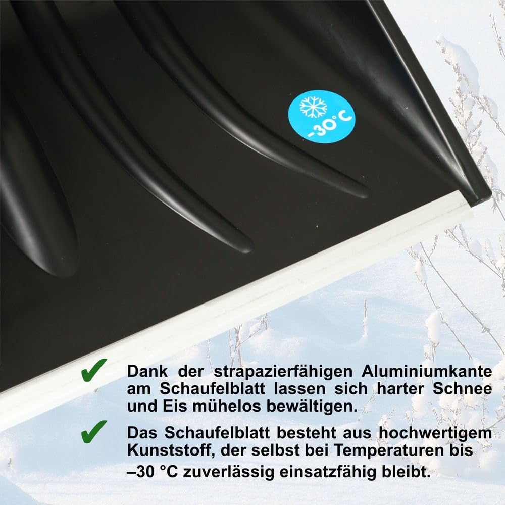 MePla Pala da neve Smart 48 con manico in legno robusto e bordo in alluminio robusto – La pala è perfetta per l'inverno – Acquisto veloce ed economico