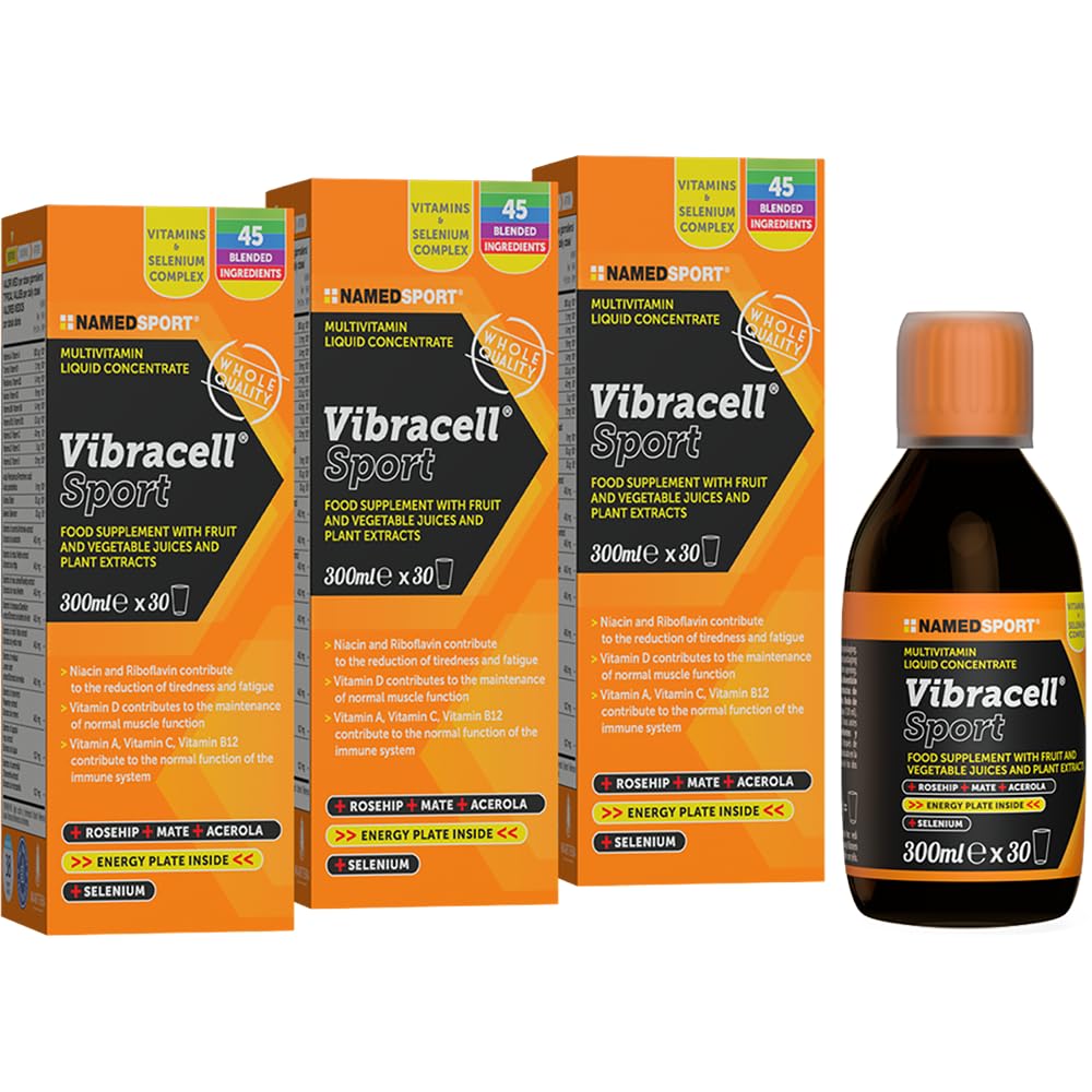 Vibràcell Sport 300ml, 3 Confezioni - Integratore Alimentare a base di Estratti Vegetali e Succhi di Frutta e Verdura, Sostengo Psicofisico