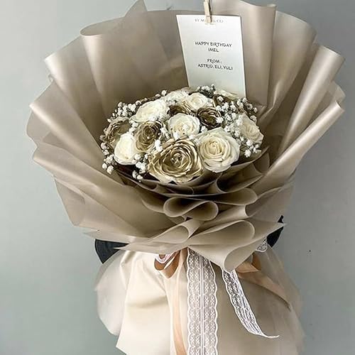 Miniatura 6 de WRAPAHOLIC 20 hojas de papel de regalo de flores, 22.4 x 22.4 pulgadas, color nude puro, resistente al agua, papel de regalo de ramo floral,