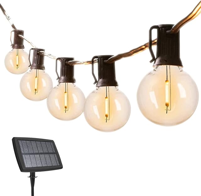 ANTING Solar Festoon Lights Outdoor LED 25Ft, G40 Solar String Lights with 12+1 Bulbs Shatterproof Solar Powered Garden Lights, Waterproof Patio Outside Lights for Gazebo, Terrace, Party