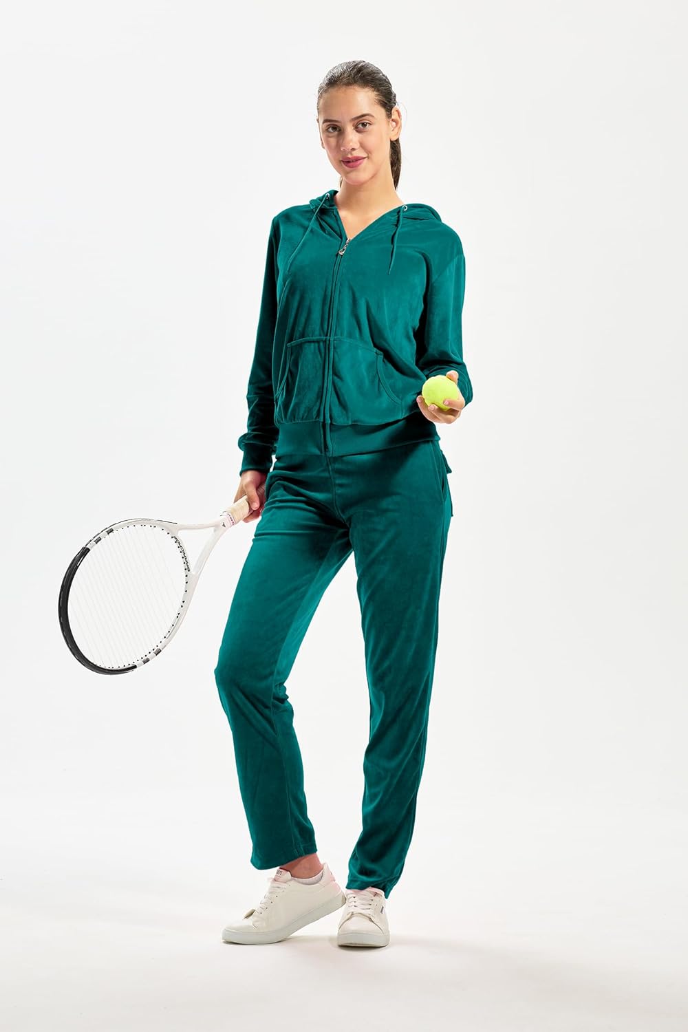 TanBridge Women’s Velour Tracksuit Set 2 Piece Y2K Outfits Zip Up Velvet Hoodie Sweatsuit Jogging Casual Sport Lounge Wear - Image 2