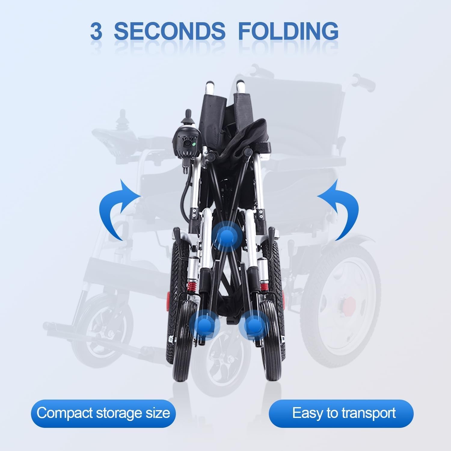 Sedia a rotelle motorizzata per adulti, sedia a rotelle elettrica leggera e pieghevole per anziani, sedia a rotelle motorizzata doppia portatile, Silla de Ruedas Electrica -12 mi Cruise Range-Travel S
