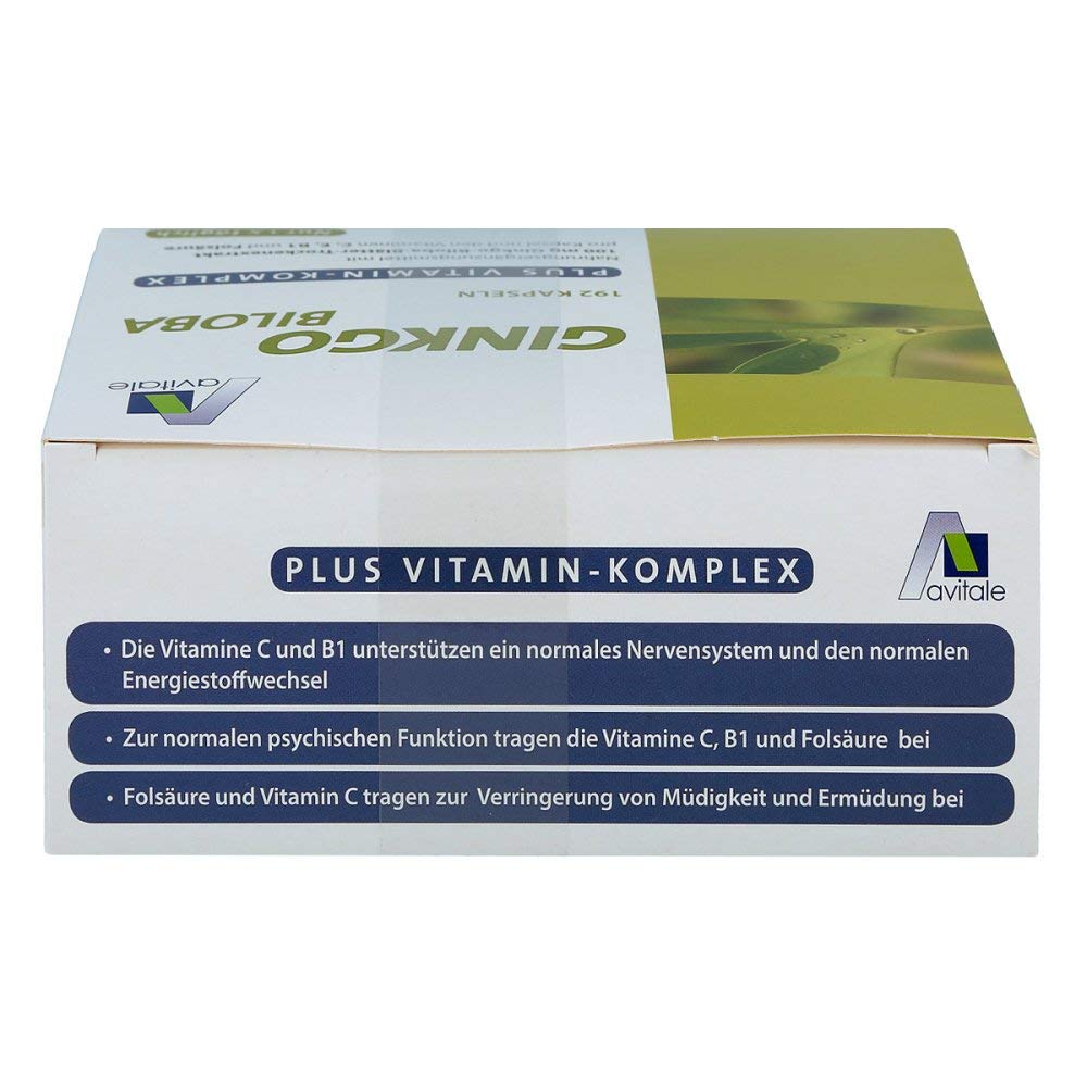 Ginkgo 100 mg + Vitamine C, E, B1 und Folsäure Kapseln 192 stk