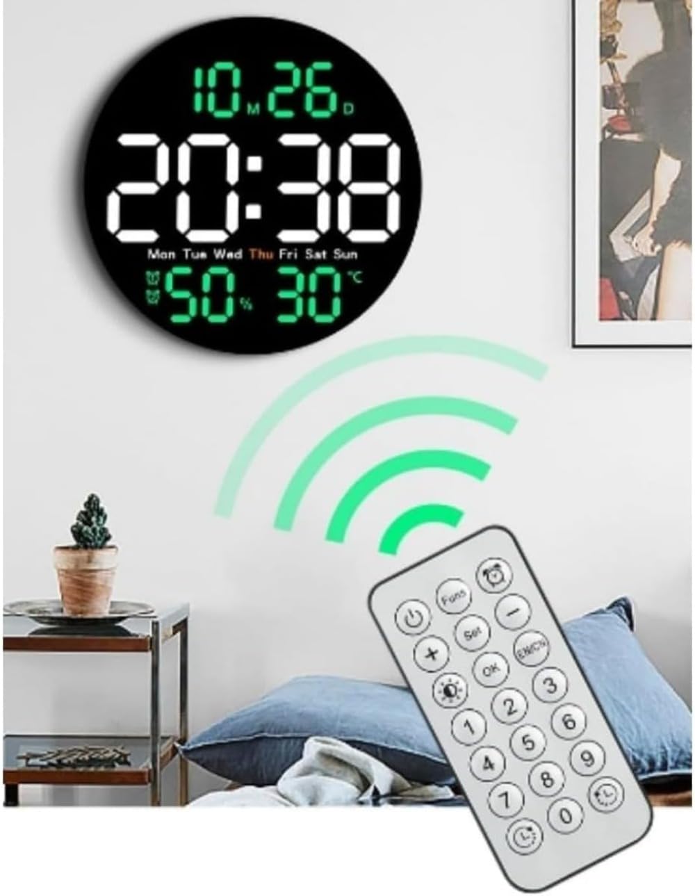 最終価格✨壁掛け時計 温度計湿度計 自動感応夜光 ルミナスデジタル Amazon.co.jp: LED壁掛け時計 温度計湿度計 自動感応夜光