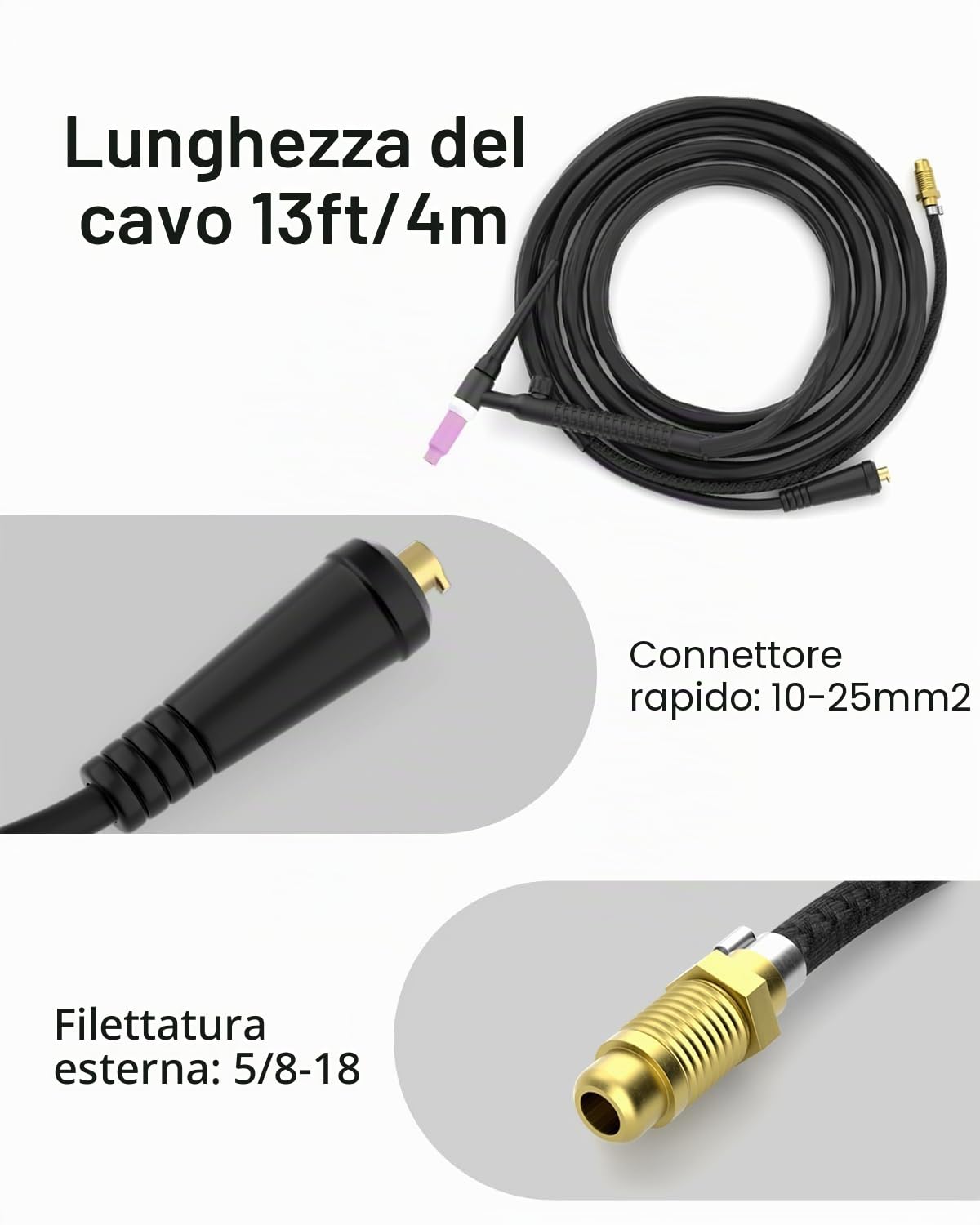 H HZXVOGEN WP17V TIG Torcia di saldatura 4M - Torcia TIG SR-17V raffreddata ad aria, 140A-150A, con connettore rapido per saldatori TIG/Lift ARC