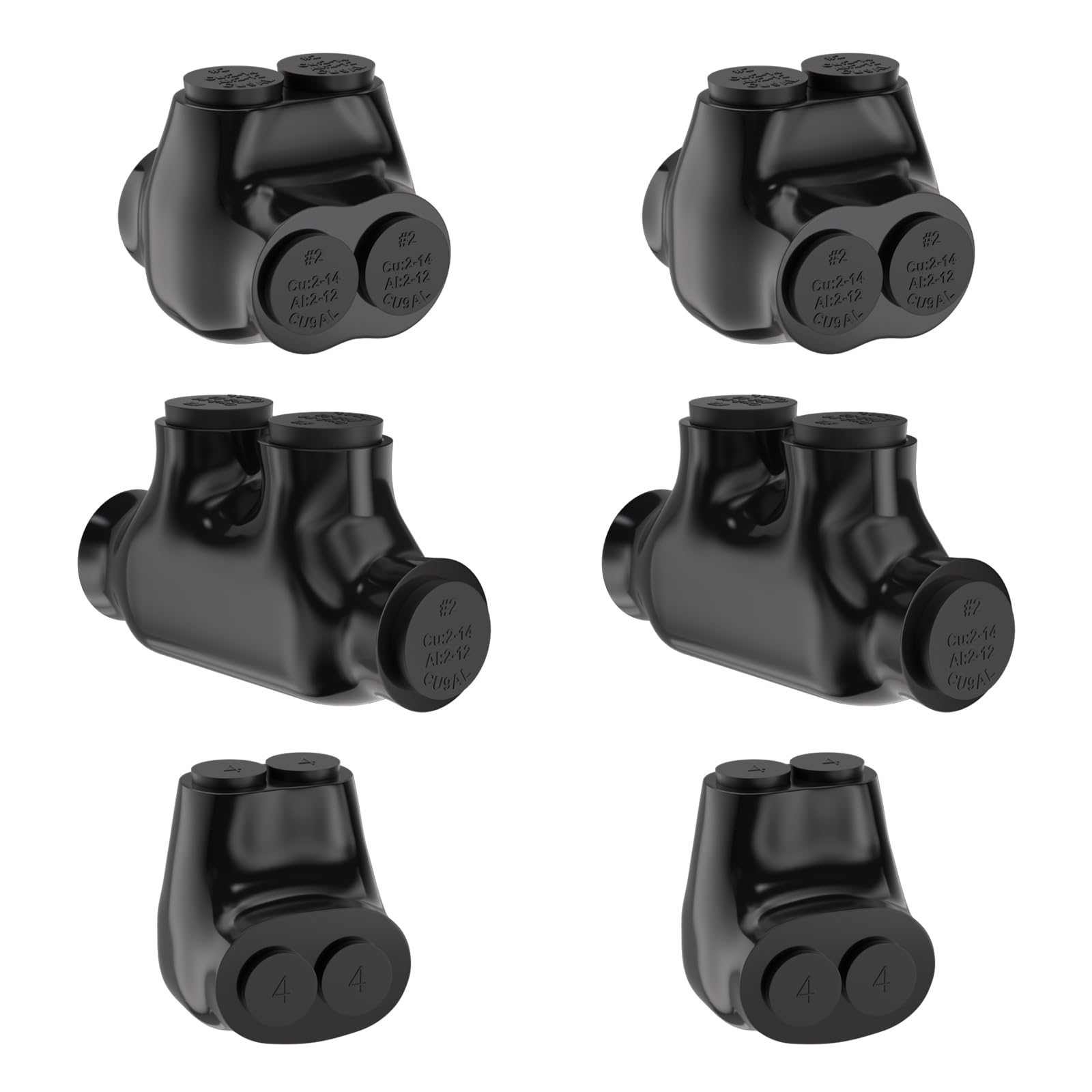 STARELO Lot de 6 connecteurs de fils isolés à 2 ports, connecteurs multi-robinets pour fils de cuivre et d'aluminium, hexagonaux Allen fendus avec revêtement en vinyle noir, pré-remplis avec