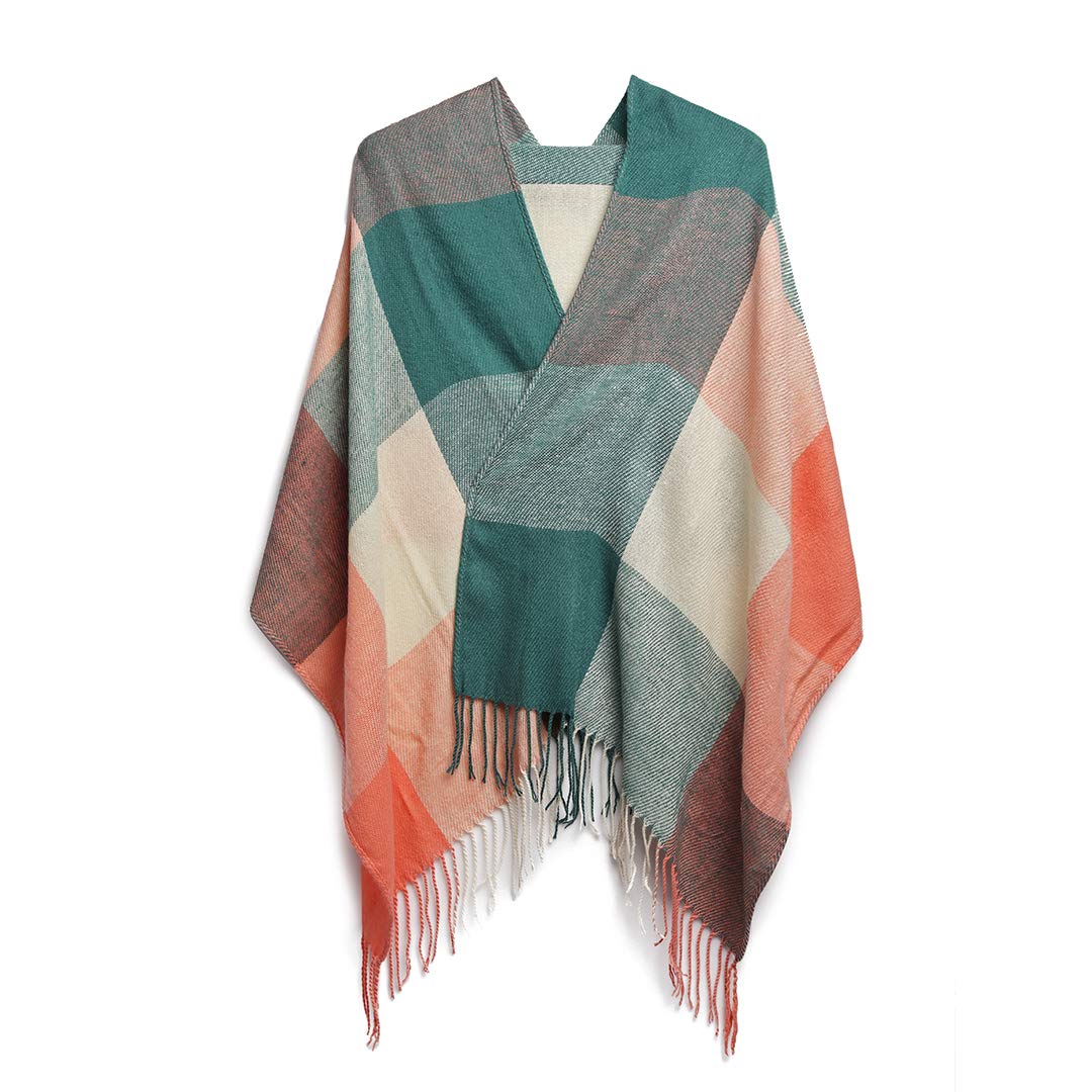 Miss Lulu Women's Green Winter Scarves - Soft Tartan Shawls, Long Warm Wraps, Wool Spinning, Tassel Scarf, Cashmere Feel, Christmas Gifts For (Green)