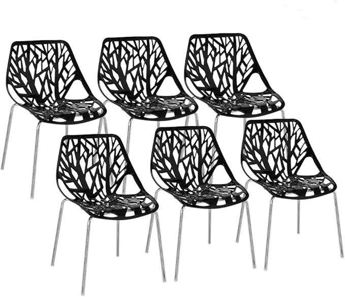 Bonnlo Modern Black Dining Chairs Set of 6,Plastic Saping