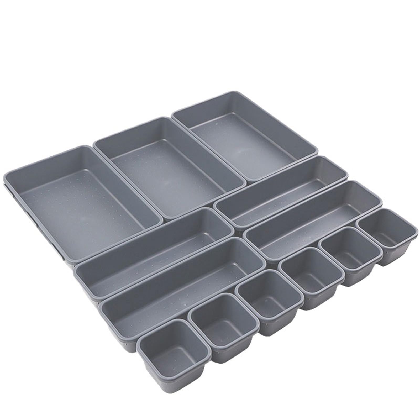 ZHSOAO Drawer Organizers Separator Home Office Desk Stationery Storage Box For Kitchen Women Makeup Organizer Boxes For Dog Tags for Bras, Socks, Underwear(Grey 13Pcs)