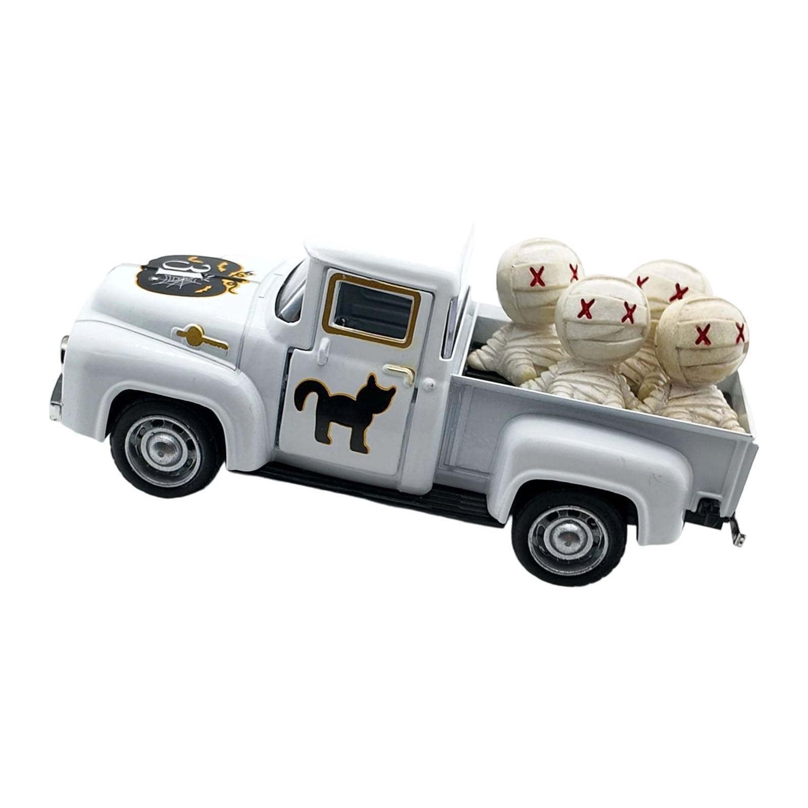 Msioytog Halloween Decors Antique Truck Metal Figurine Model with Miniature Ghostly Ornament Farmhouses Table Centerpieces Metal Farmhouses Truck Decors