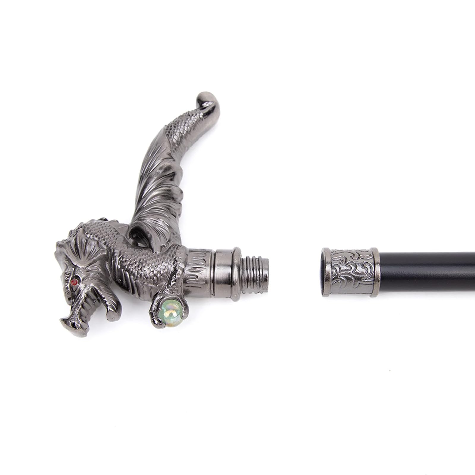 Gehstock aus Aluminiumlegierung mit Drachenkopf-Motiv, für Damen und Herren, Gothic, dekorativ, kunstvoller Metallstock mit ergonomischem Griff, Gehstock für Senioren