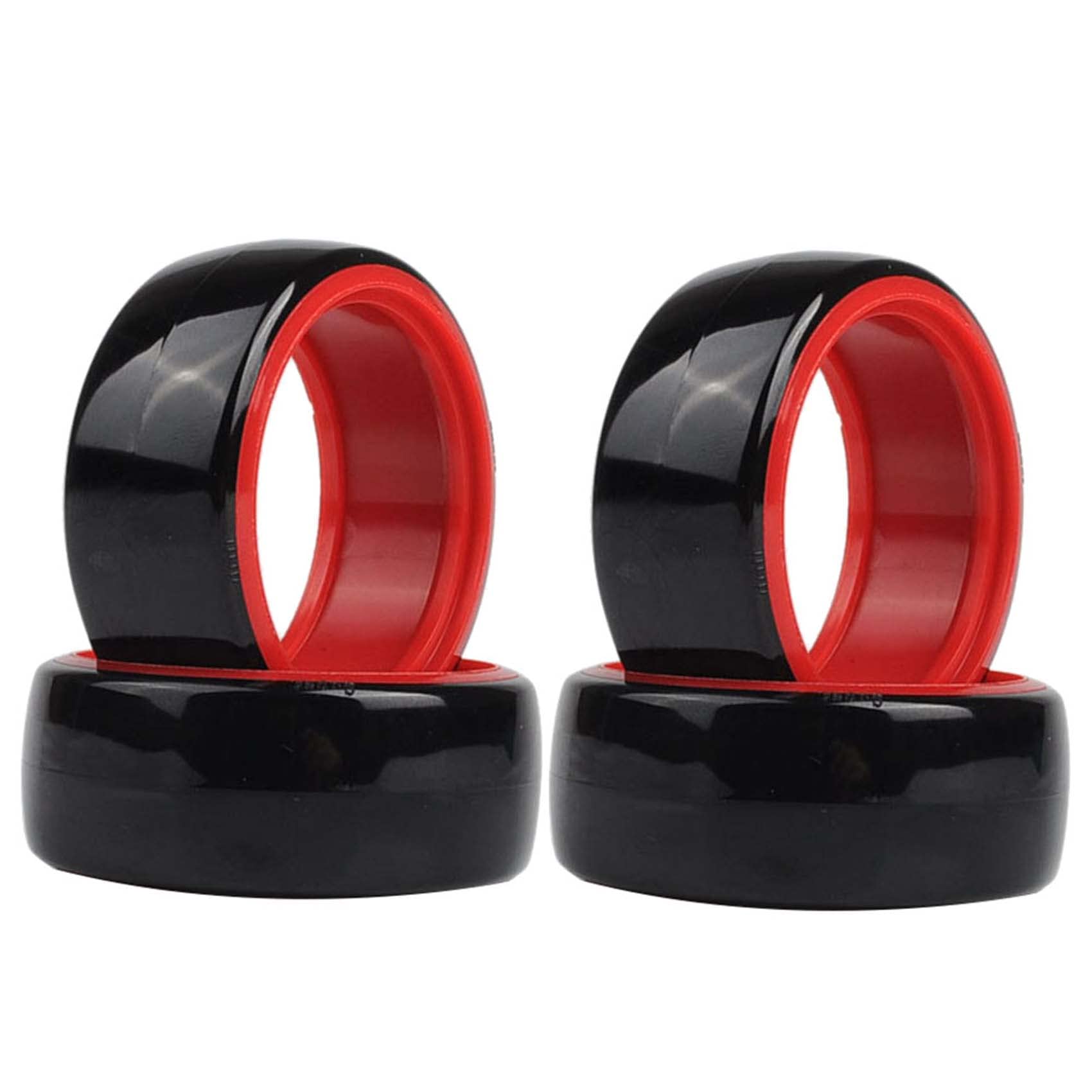 KEEDA 1/10 RC Drift Car Tires Hard Plastic Tyre for 1/10 Traxxas Tamiya HSP HPI Kyosho Racing Drifting Model Car (Smooth Red)