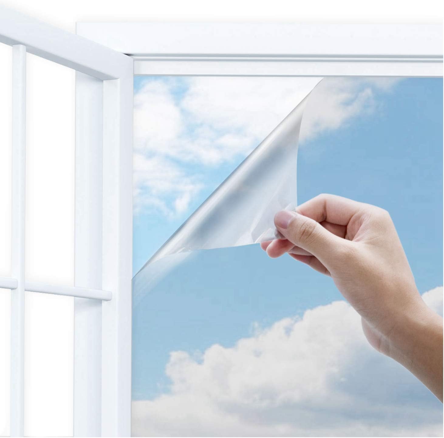 innoAura One Way Window Film- Anti UV Static Cling Window Film 100% Light Blocking for Privacy Removal Decorate Heat Control Glass Tint Home Office Windows(17.5'' x 78.7", Silver)