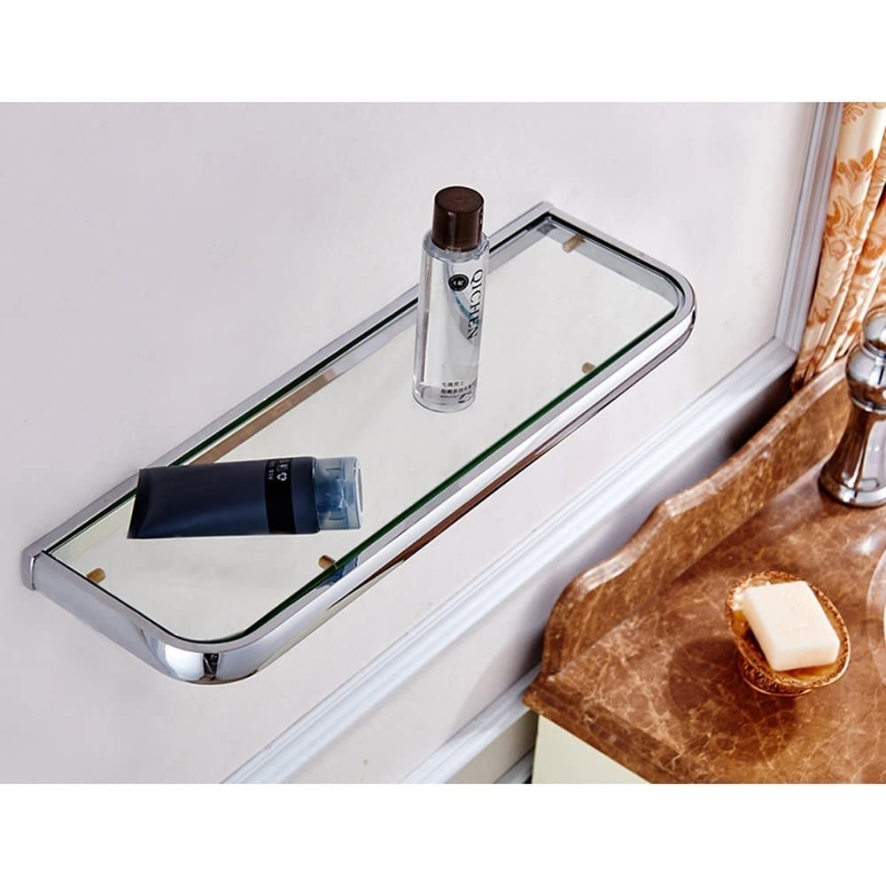 Estantería De Cristal para Baño, Estantes De Pared, Vidrio Templado, Organizador De Almacenamiento para Ducha, Estante De Almacenamiento Colgante De Cobre Croma