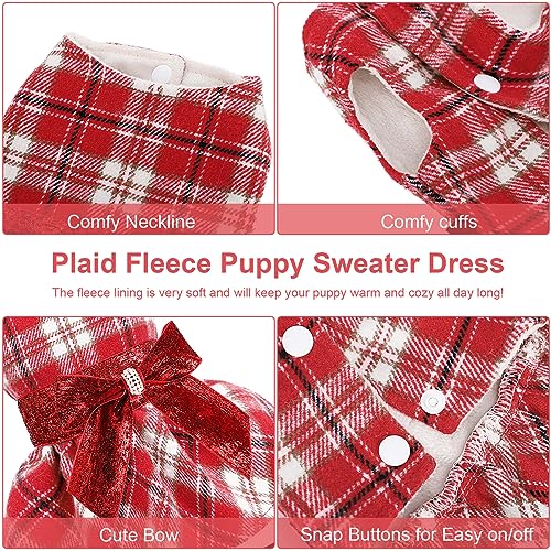 Image of Dog Sweaters Dog Clothes for Small Dogs Boy Girl Fall Puppy Dress Warm Fleece Chihuahua Yorkie Teacup Doggie Sweaters Dresses Doggy Sweater for Small Dogs Girl Cat Outfit (Red, Small)