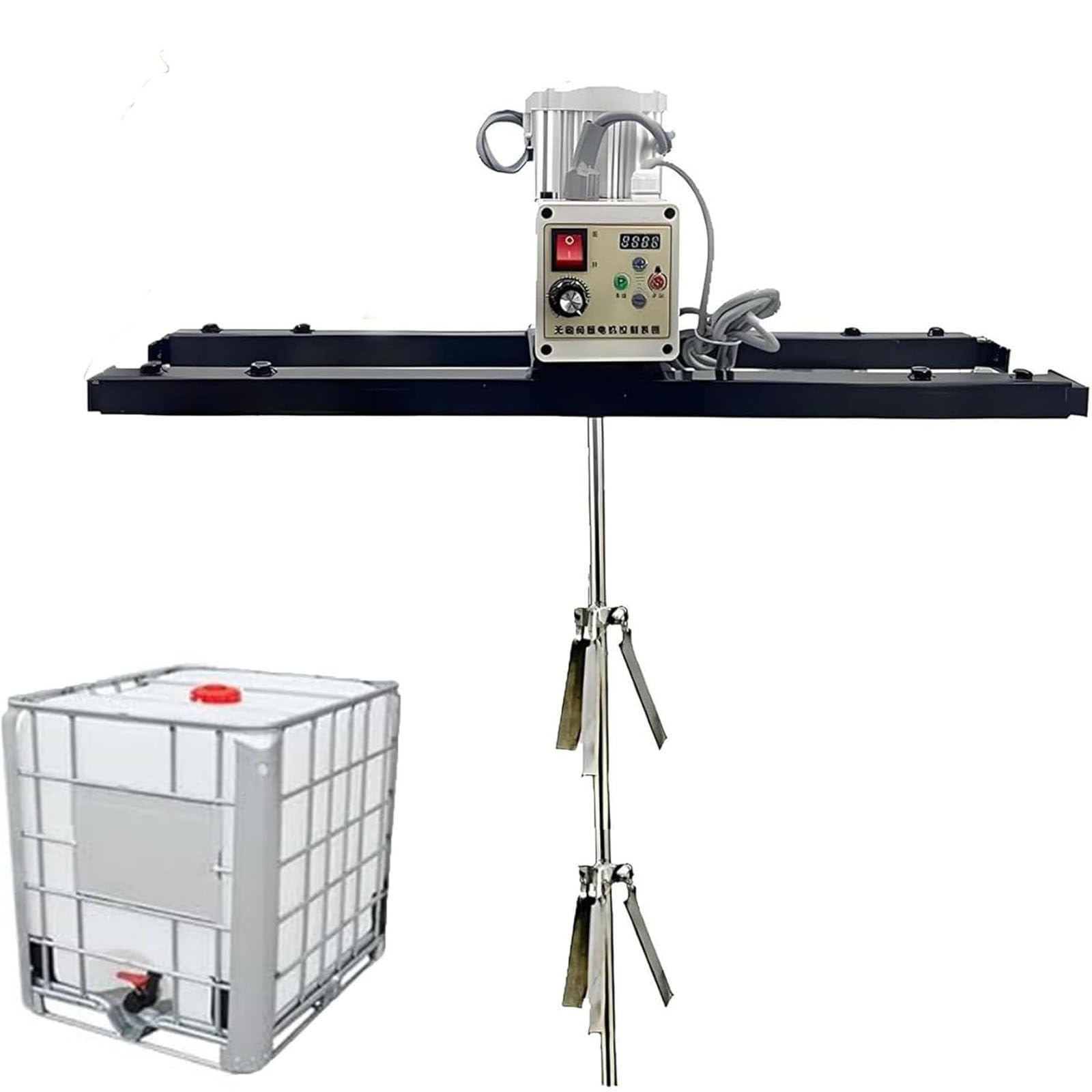 Máquina neumática de agitación de pintura, mezclador industrial IBC, velocidad ajustable de 2100 W, capacidad de 1 tonelada, agitador eléctrico con colgador de soporte para barriles abiertos