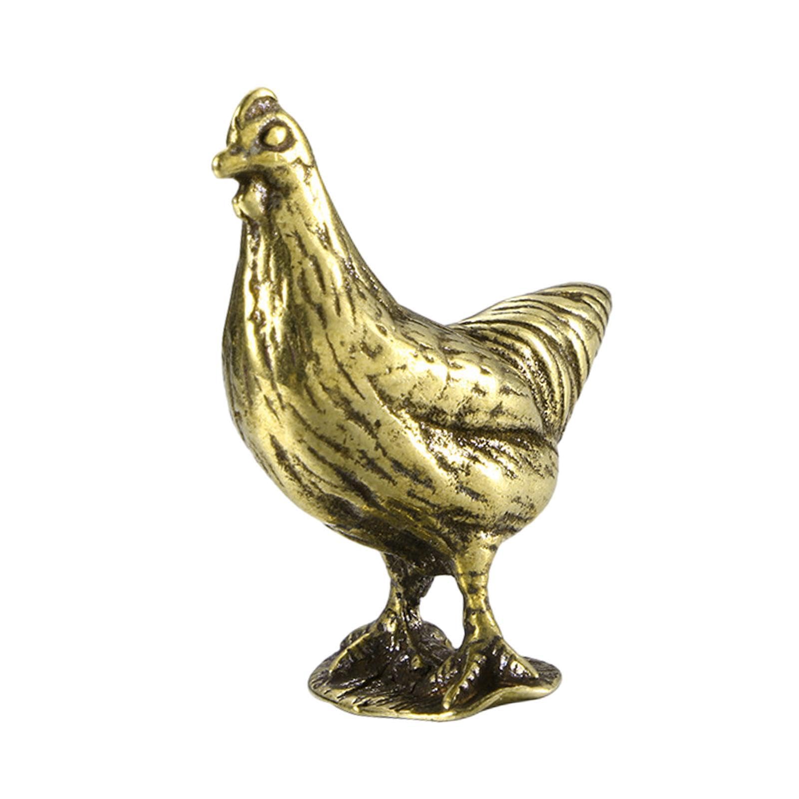 QIXCXAZ Elegant Solid Brass Chicken Figurine Captivating Accent Piece Stunning Small Hen Statues Living Room Decor Animal Figurine Bookcase Shelf Desktop