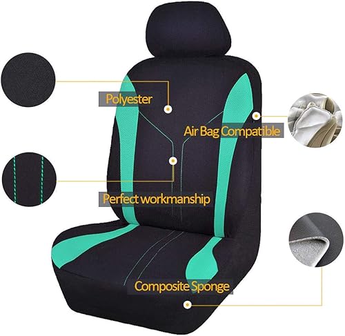 Miniatura 7 de Flying Banner Fundas de asiento de automóvil, asientos delanteros y asiento trasero, tela de malla, funda de poliéster dividida, fácil instalación,