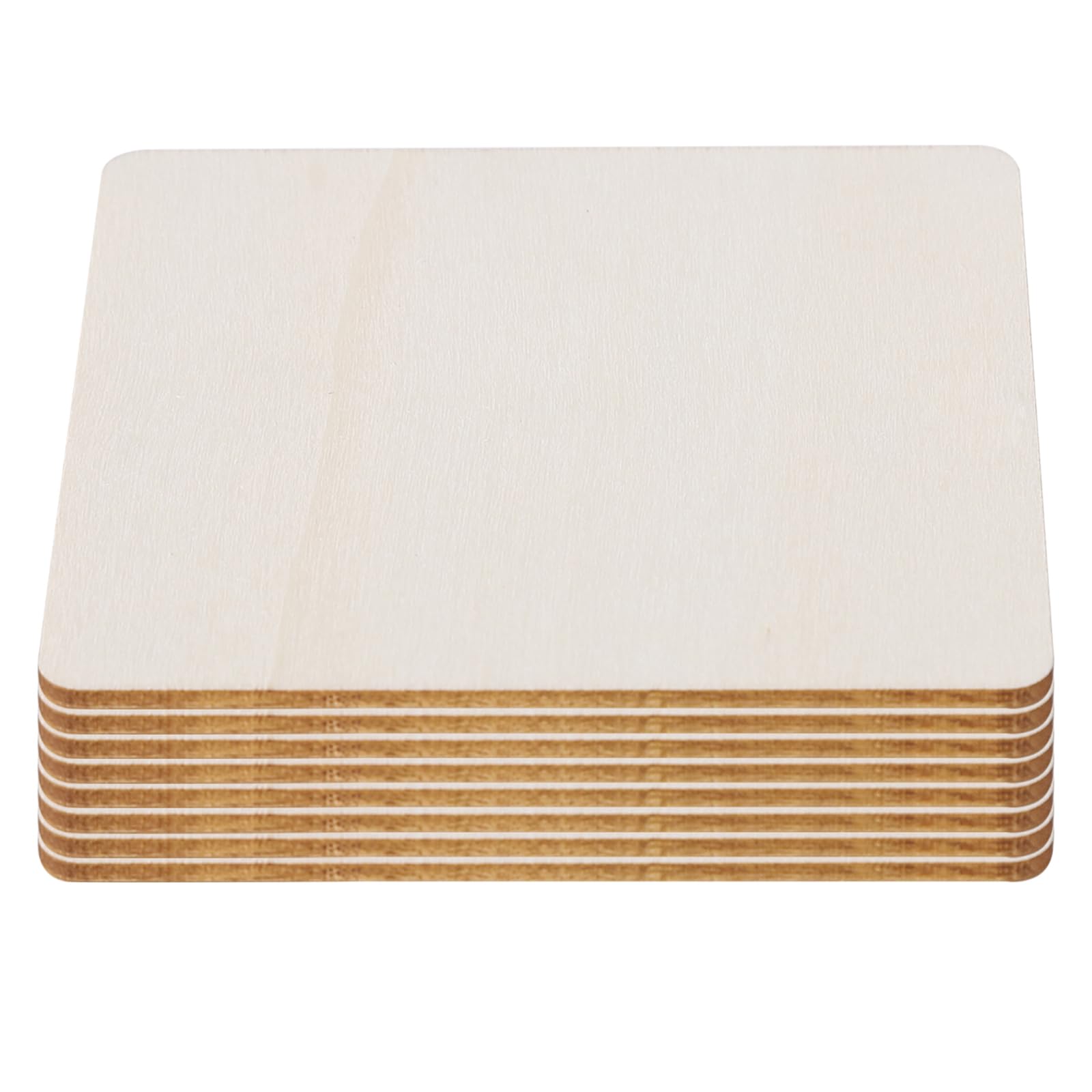 8Pcs Sqaure 20x20cm Natural Slices Wooden Unfinished Wood Pieces Shape Blank Wood Circle Cutouts Coaster for Crafts Painting Coasters Pyrography Art, Staining Burning, Christmas Decoration DIY