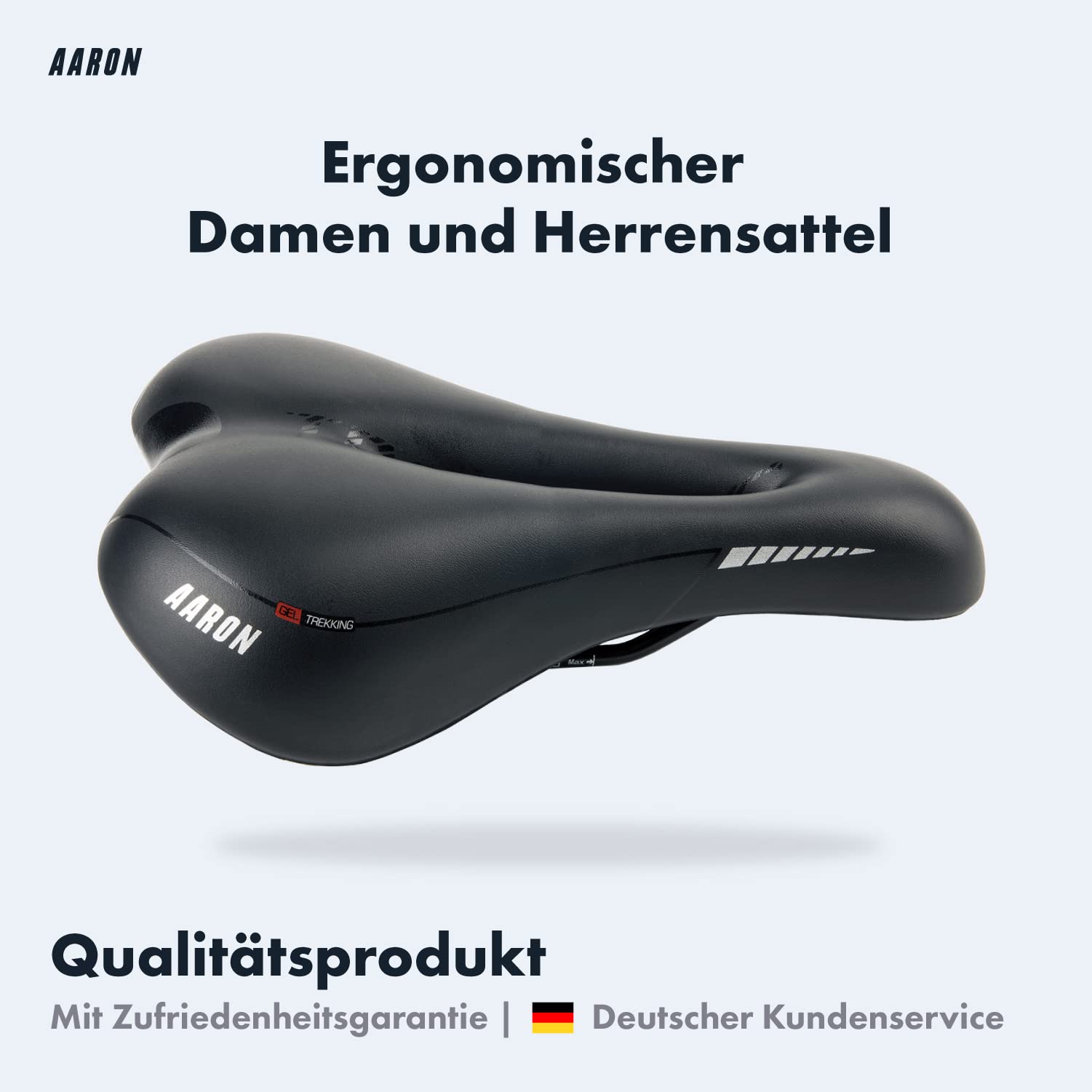 AARON Fahrradsattel - ergonomischer Fahrradsitz für Damen und Herren - Gelsattel ist bequem und wasserdicht - Fahrrad Sattel für Trekkingrad, Mountainbike, Stadtrad, E-Bike