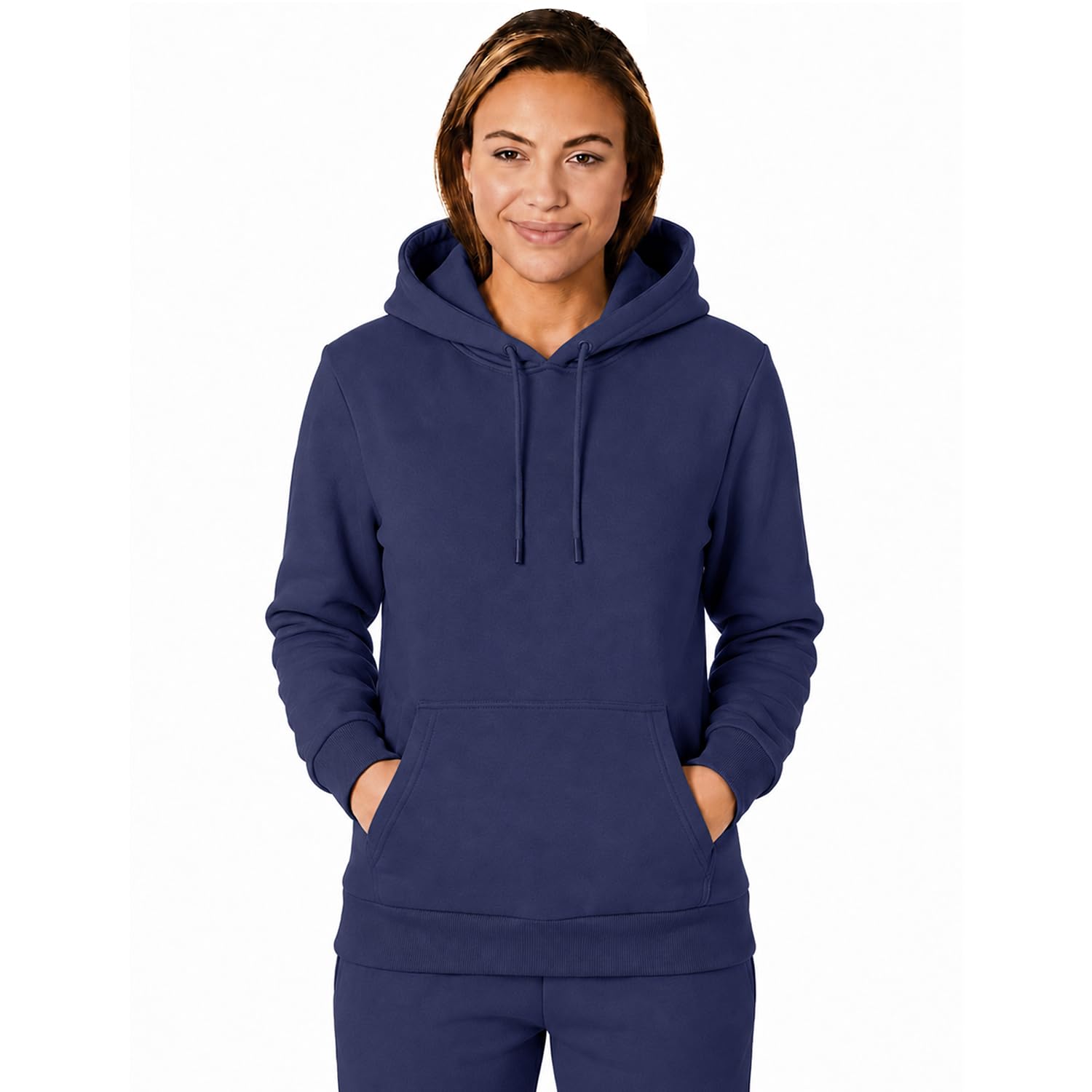 Light & Shade Women’s Fleece Pullover Hoodie with Pocket Soft Hooded Sweatshirt with Drawstring Casual Lounge & Gym Wear (Navy, M)
